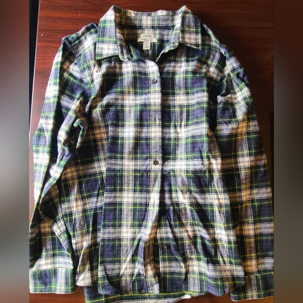 LL Bean Plaid Button-Up Shirt